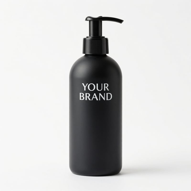 Body Lotion in black with a Your Brand label