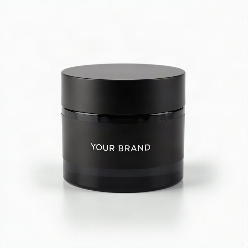 Night Cream, black finish, label reads Your Brand